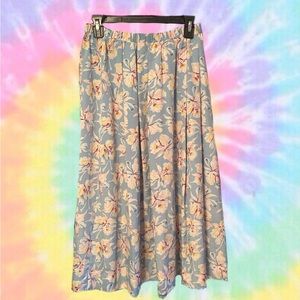 Baby Blue Floral Midi Skirt